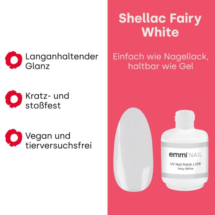 gro 98987.pt03 Semipermanente Emmi-Shellac/ UV/LED-Lack Fairy White -L338- - immagine 3