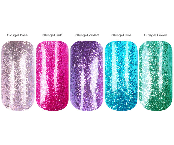 f198 glasgele uebersicht 2 Emmi-Nail Glass Gel Green 5ml -F198-