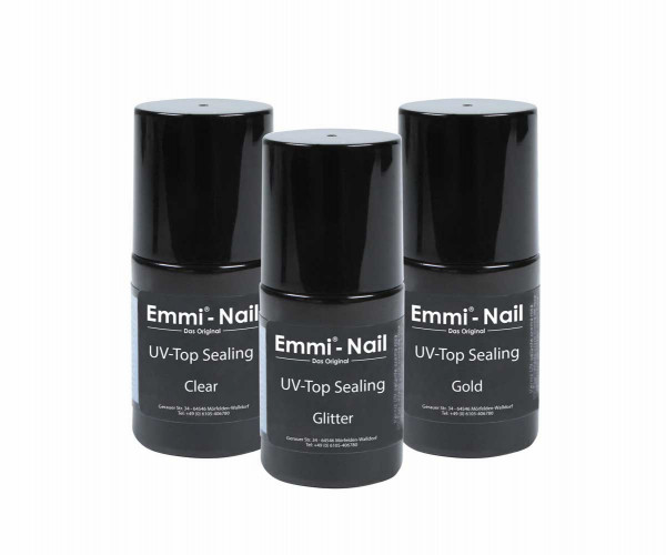 3er uvtop sealing neu Set di 3 sigillanti: CHIARO GLITTER ORO - immagine 2