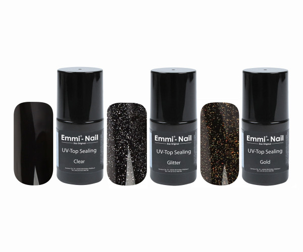 3er uvtop sealing tips Set di 3 sigillanti: CHIARO GLITTER ORO