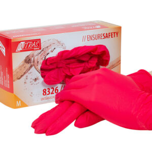 Guanti in nitrile rosso Tg. M.