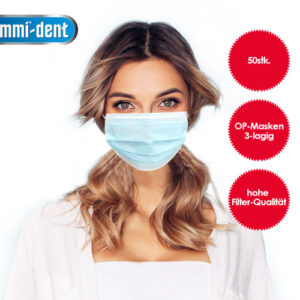 Paradenti Emmi-Dent 3 strati blu 50 pezzi