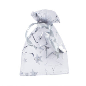 Pochette in rete con stampa stelle all-over