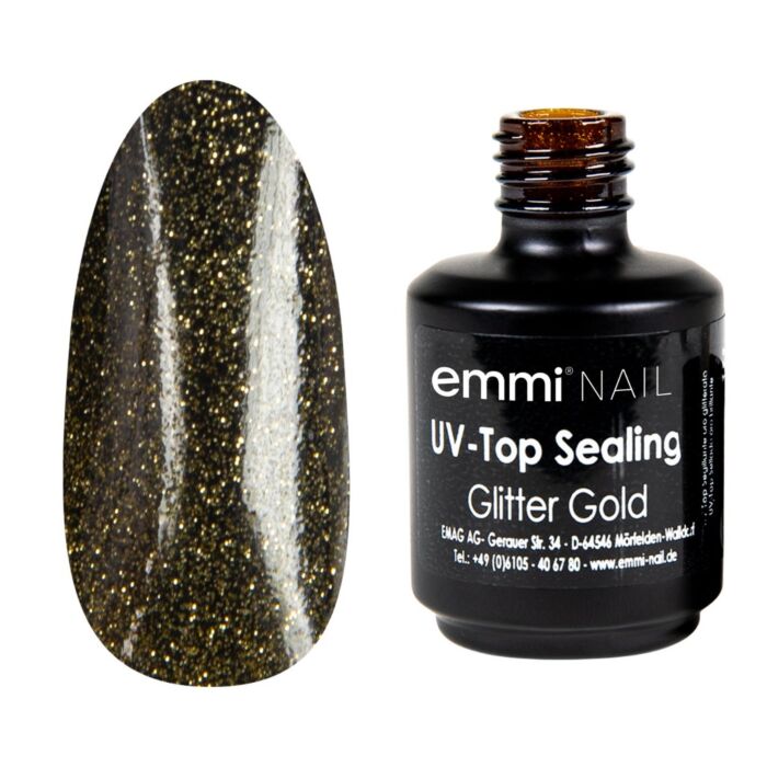 16561 uv top sealing glitter gold flasche mit tip 4 Emmi-Nail UV/LED-Top Sealing Glitter Oro 14ml