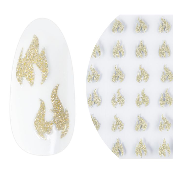 17259 3d diamond glitter gold flames tip neu Emmi-Nail 3D Diamond Glitter Nail Sticker Gold Flames