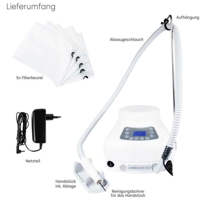 16704 promed lieferumfang Fresa Promed con aspirazione polveri 4030-SX2 - 30.000 giri/min - immagine 2